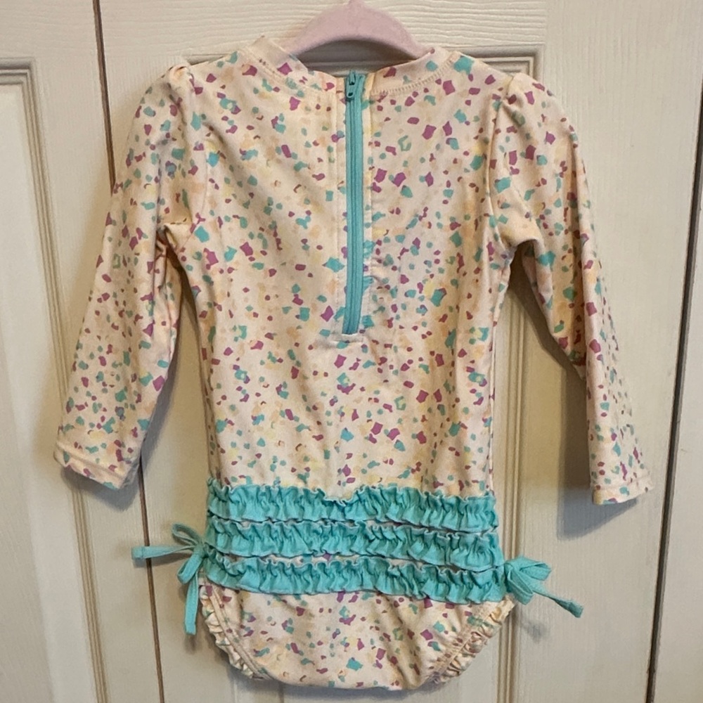 Ruffle Butts Multicolor Confetti Kids Swim One Piece - Picture 3 of 7